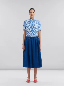 Denim | Skirts>Marni Blue Organic Denim Elasticated Midi Skirt OCEAN