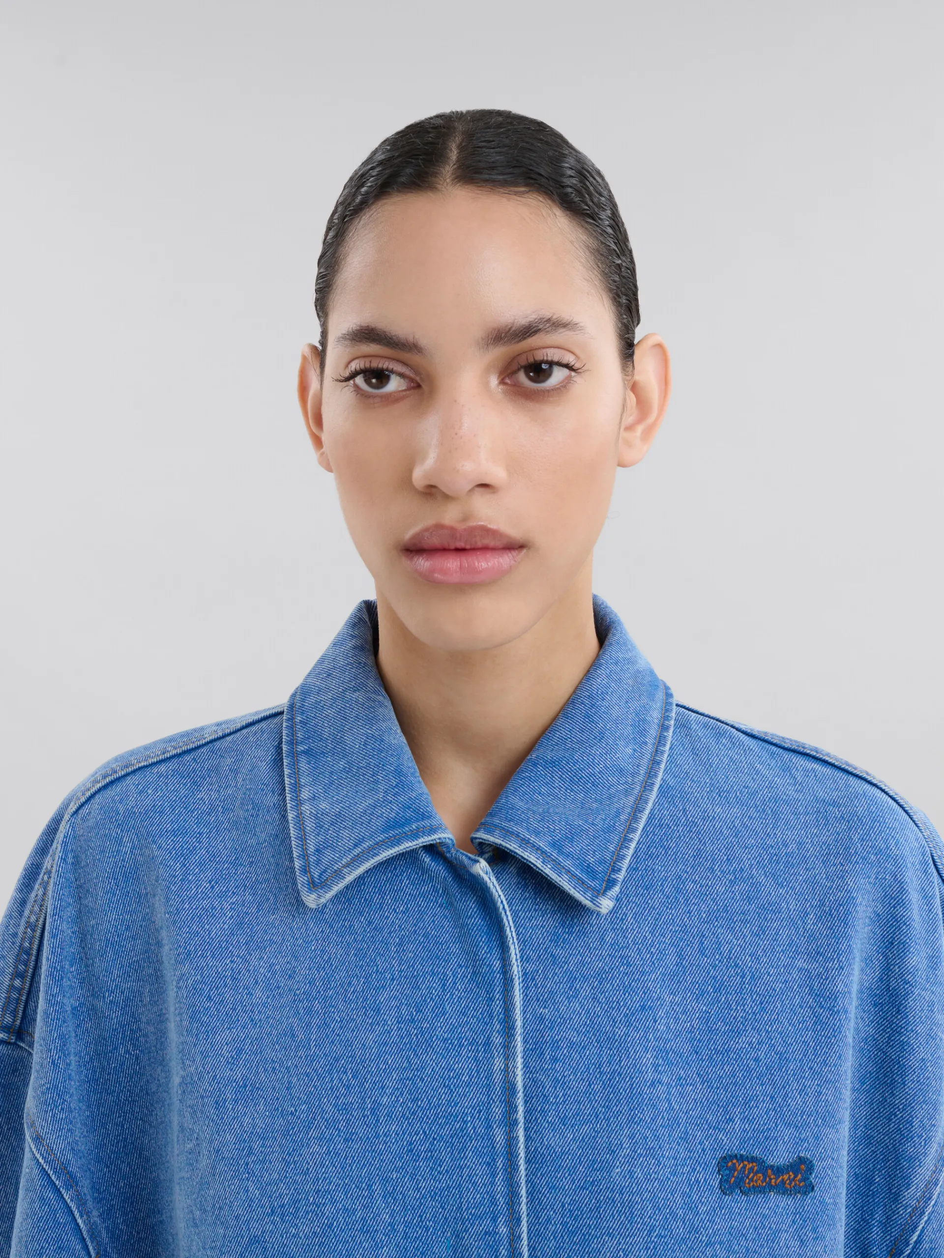 Denim | Coats & Jackets>Marni Blue Organic Denim Jacket With Logo Patch COBALT