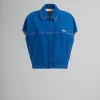 Coats & Jackets | Denim>Marni Blue Organic Denim Short-sleeved Jacket With Logo Patch OCEAN