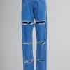 Denim | Pants>Marni Blue Organic Denim Slashed Boyfriend Jeans COBALT