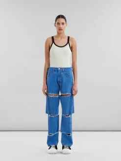 Denim | Pants>Marni Blue Organic Denim Slashed Boyfriend Jeans COBALT