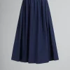 Skirts>Marni Blue Organic Poplin Elasticated Midi Skirt LIGHTNAVY
