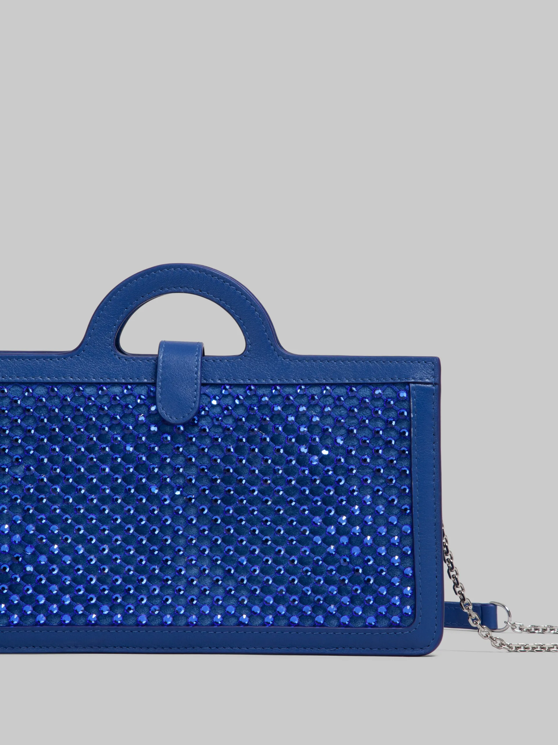 Wallets & Small Leather Goods>Marni Blue Rhinestone Tropicalia Long Wallet With Chain Strap ROYAL