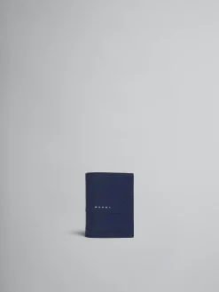 Wallets & Small Leather Goods>Marni Blue Saffiano Leather Bi-fold Wallet BLUBLACK