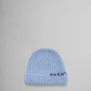 Hats>Marni Blue Shetland Wool Beanie With Mending SMOKEBLUE