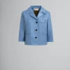 Coats & Jackets>Marni Blue Shiny Leather Jacket OPAL