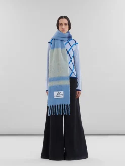 Scarves>Marni Blue Striped Alpaca-mohair Scarf LAKE