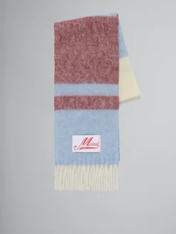 Scarves>Marni Blue Striped Mohair Scarf OPAL