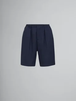Pants>Marni Blue Tropical Wool Bermuda Pants BLUBLACK
