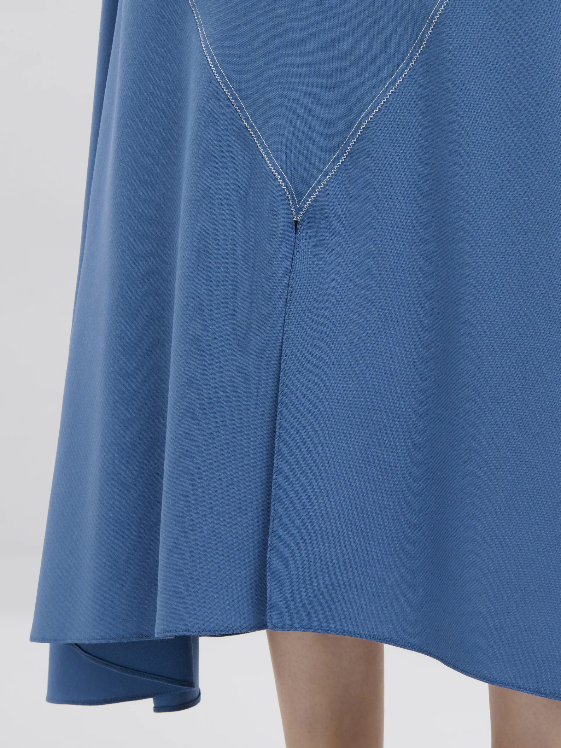 Matching Sets | Skirts>Marni Blue Tropical Wool Midi Skirt With V Detail SAPPHIRE BLUE