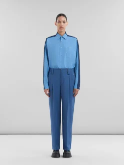 Pants>Marni Blue Tropical Wool Pleated Trousers SAPPHIRE BLUE