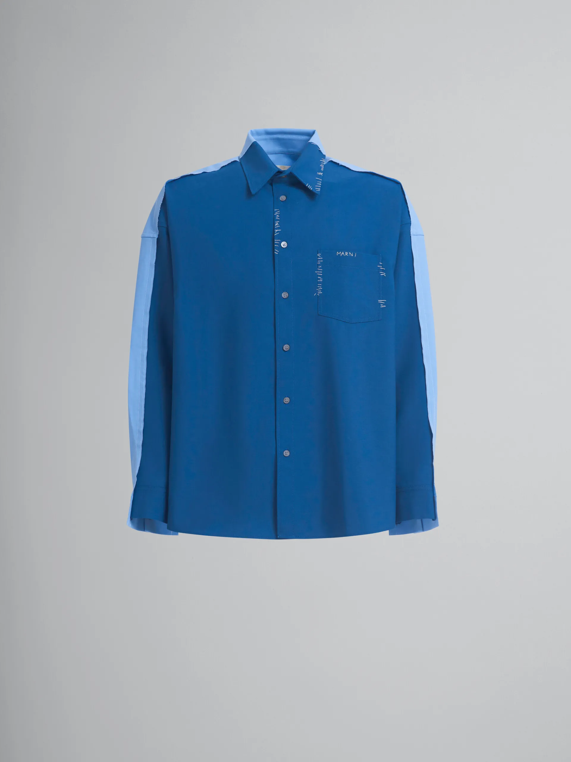 Tops & T-Shirts>Marni Blue Wool Shirt With Contrast Back ORIONBLUE
