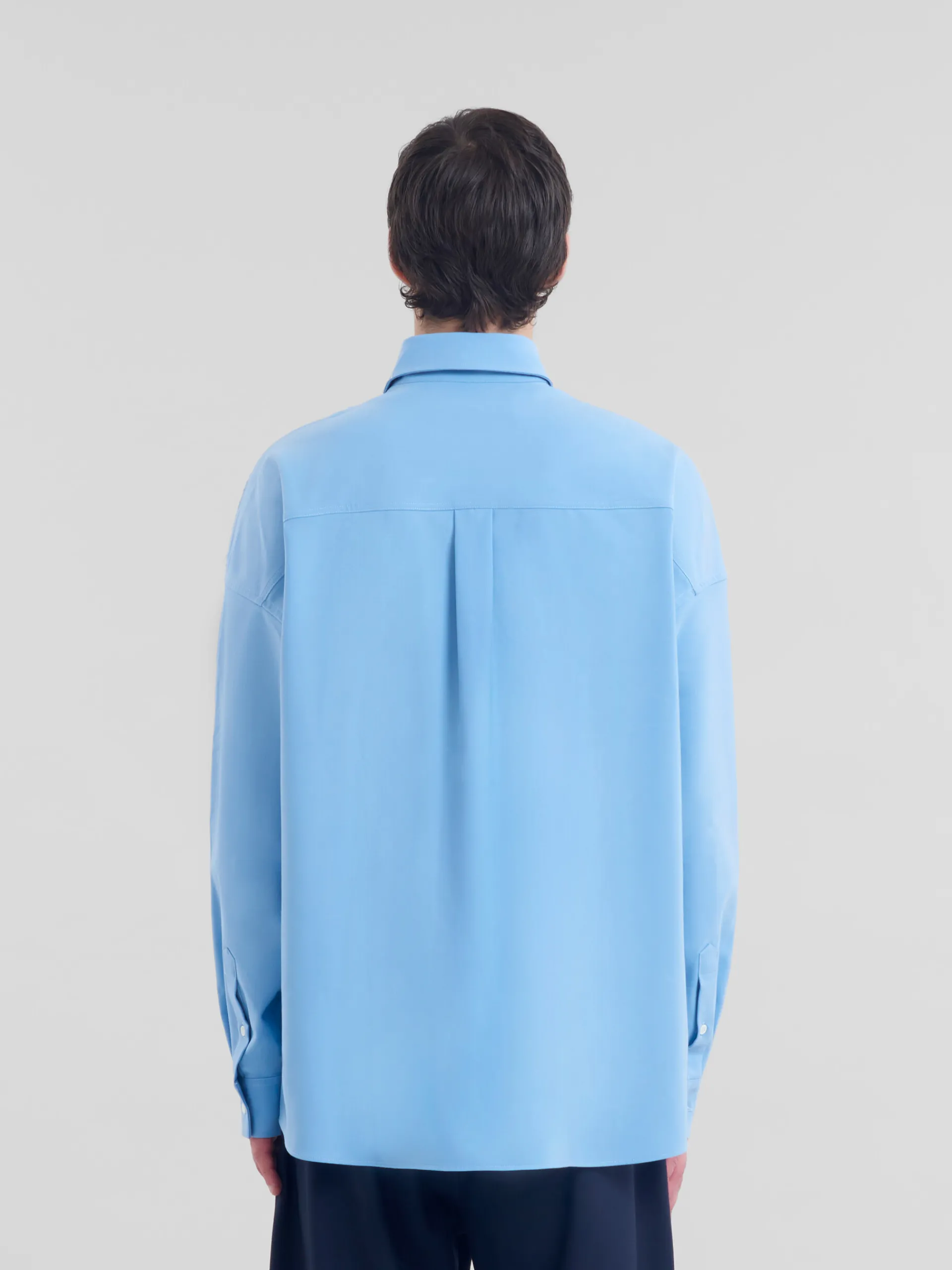 Tops & T-Shirts>Marni Blue Wool Shirt With Contrast Back ORIONBLUE