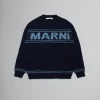 Kids>Marni Blue Wool-blend Pullover With Logo BLUENAVY