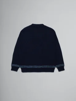 Kids>Marni Blue Wool-blend Pullover With Logo BLUENAVY