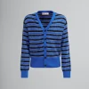 Knitwear>Marni Blue Wool-mohair Striped Cardigan MAZARINEBLUE
