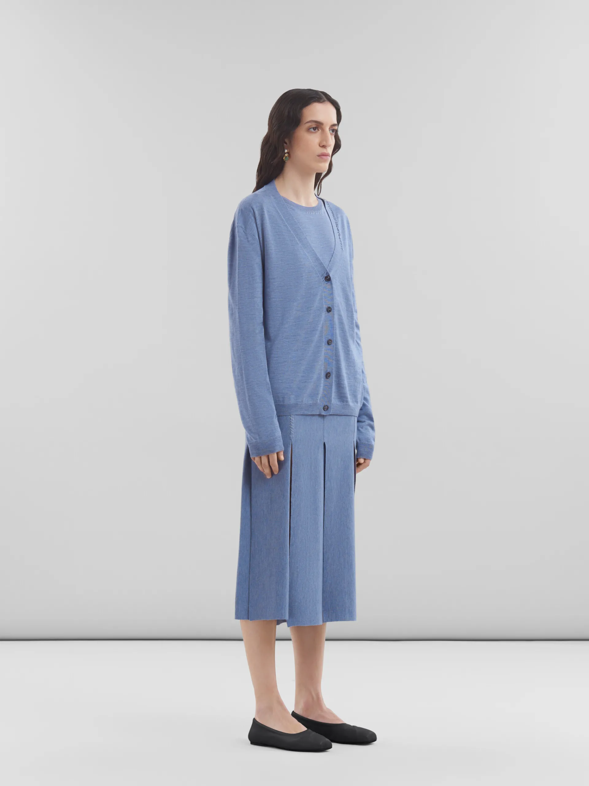 Knitwear>Marni Blue Wool-silk Crew-neck Jumper With Mending OPAL