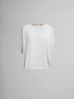 Knitwear>Marni Blue Wool-silk Half-sleeve Jumper With Mending SODIUM