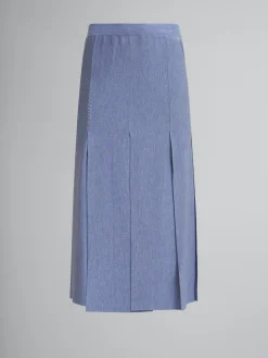 Skirts>Marni Blue Wool-silk Skirt With Raw-cut Slits OPAL
