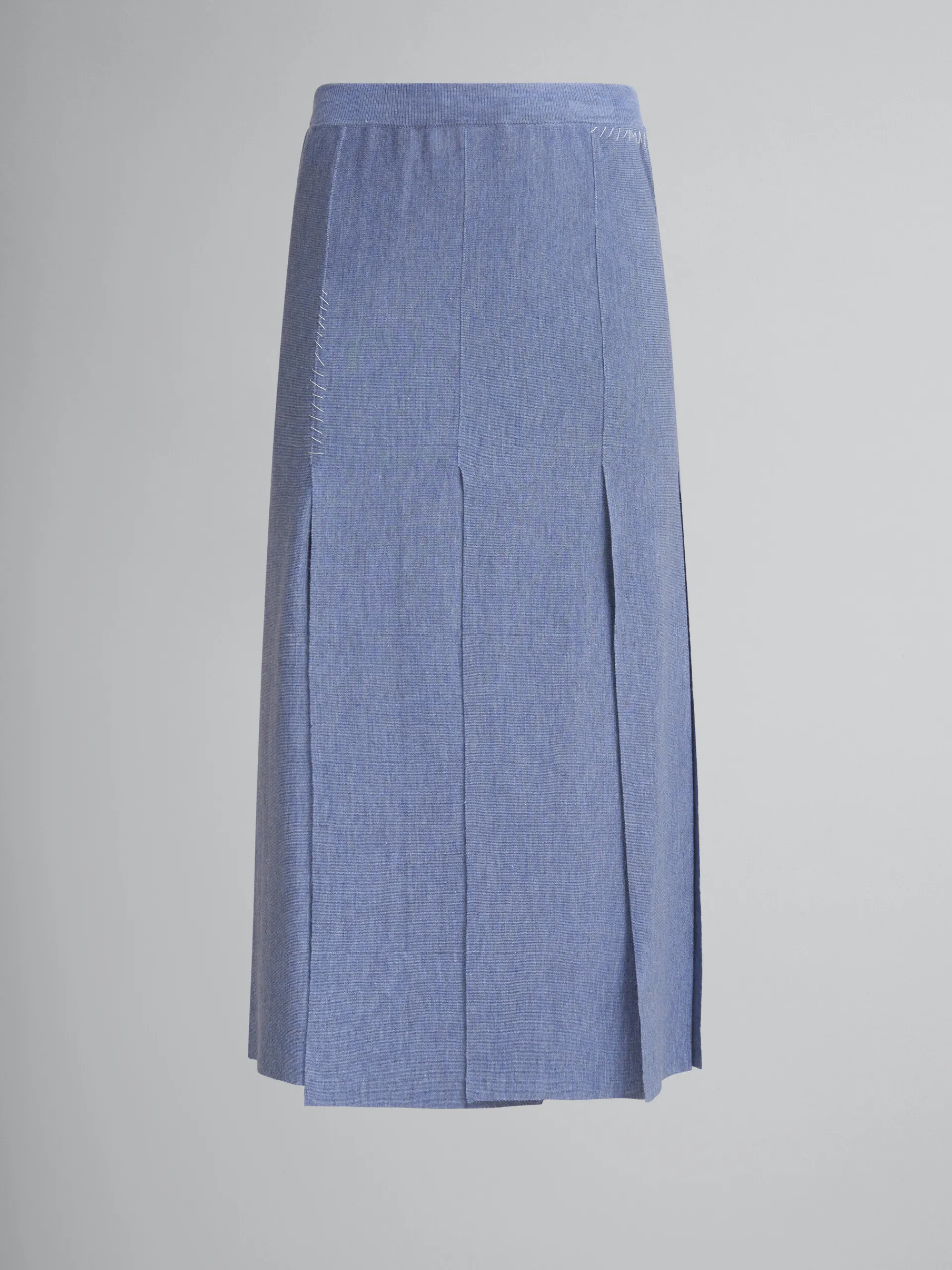 Skirts>Marni Blue Wool-silk Skirt With Raw-cut Slits OPAL