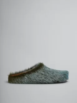 Fussbett Sabot | Pablo Sneakers>Marni Blue-grey Long Hair Calfskin Fussbett Sabot BLUESODALITE