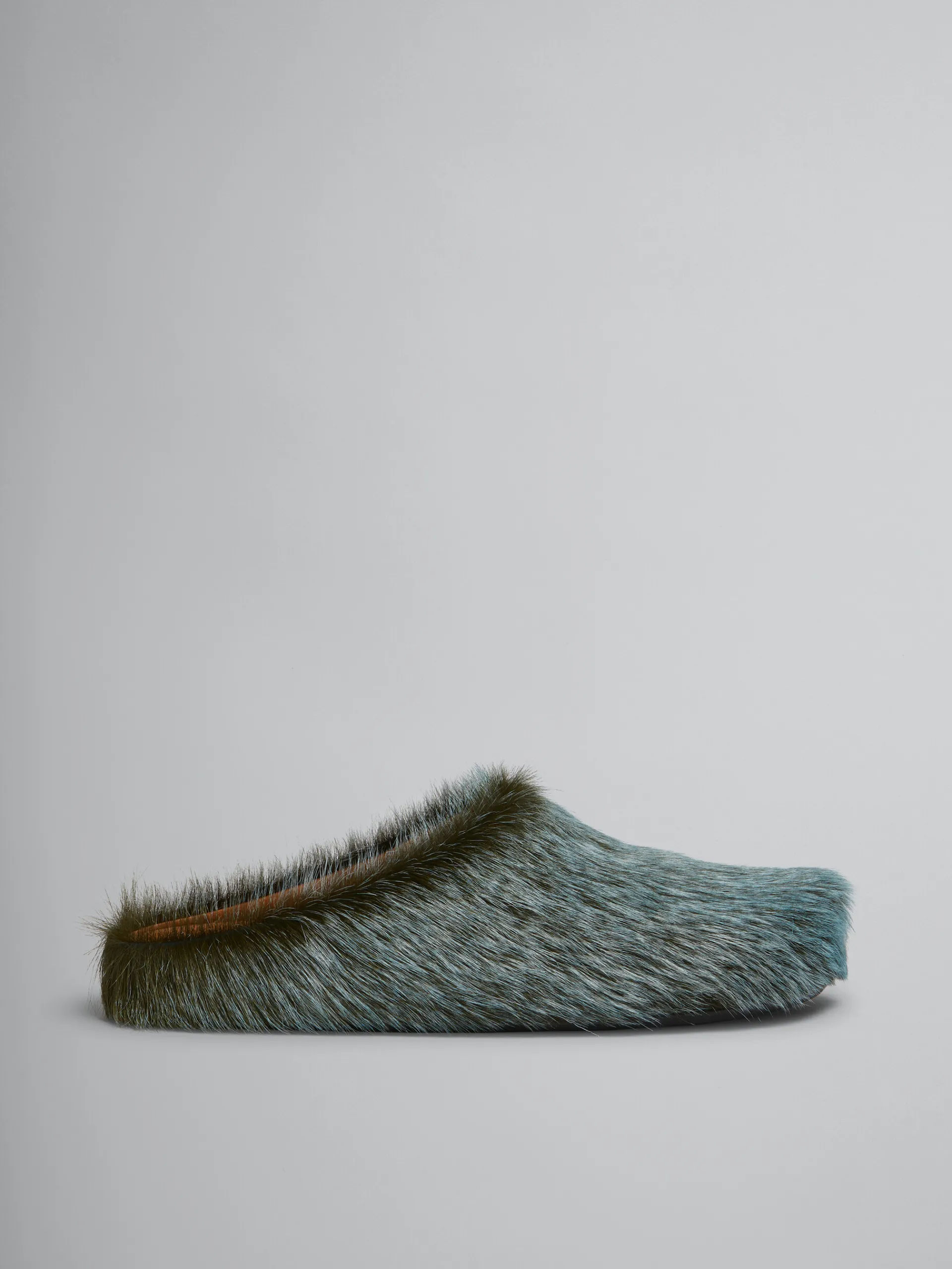 Fussbett Sabot | Pablo Sneakers>Marni Blue-grey Long Hair Calfskin Fussbett Sabot BLUESODALITE
