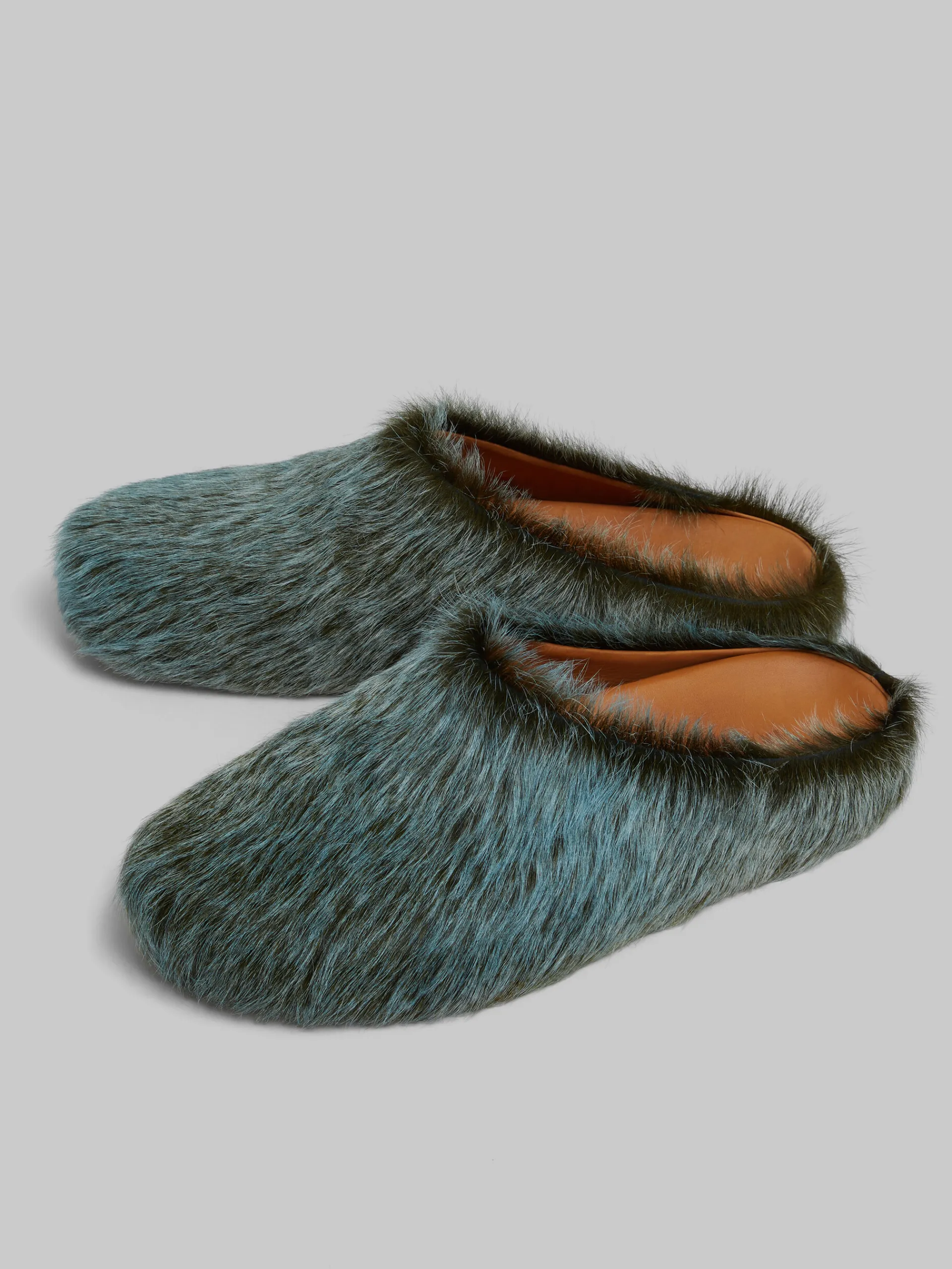 Fussbett Sabot | Pablo Sneakers>Marni Blue-grey Long Hair Calfskin Fussbett Sabot BLUESODALITE