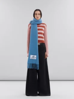 Scarves>Marni Bright Blue Alpaca Scarf LAKE
