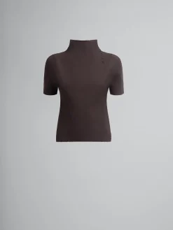 Knitwear>Marni Brown And Wool And Cashmere Sweater BLACK
