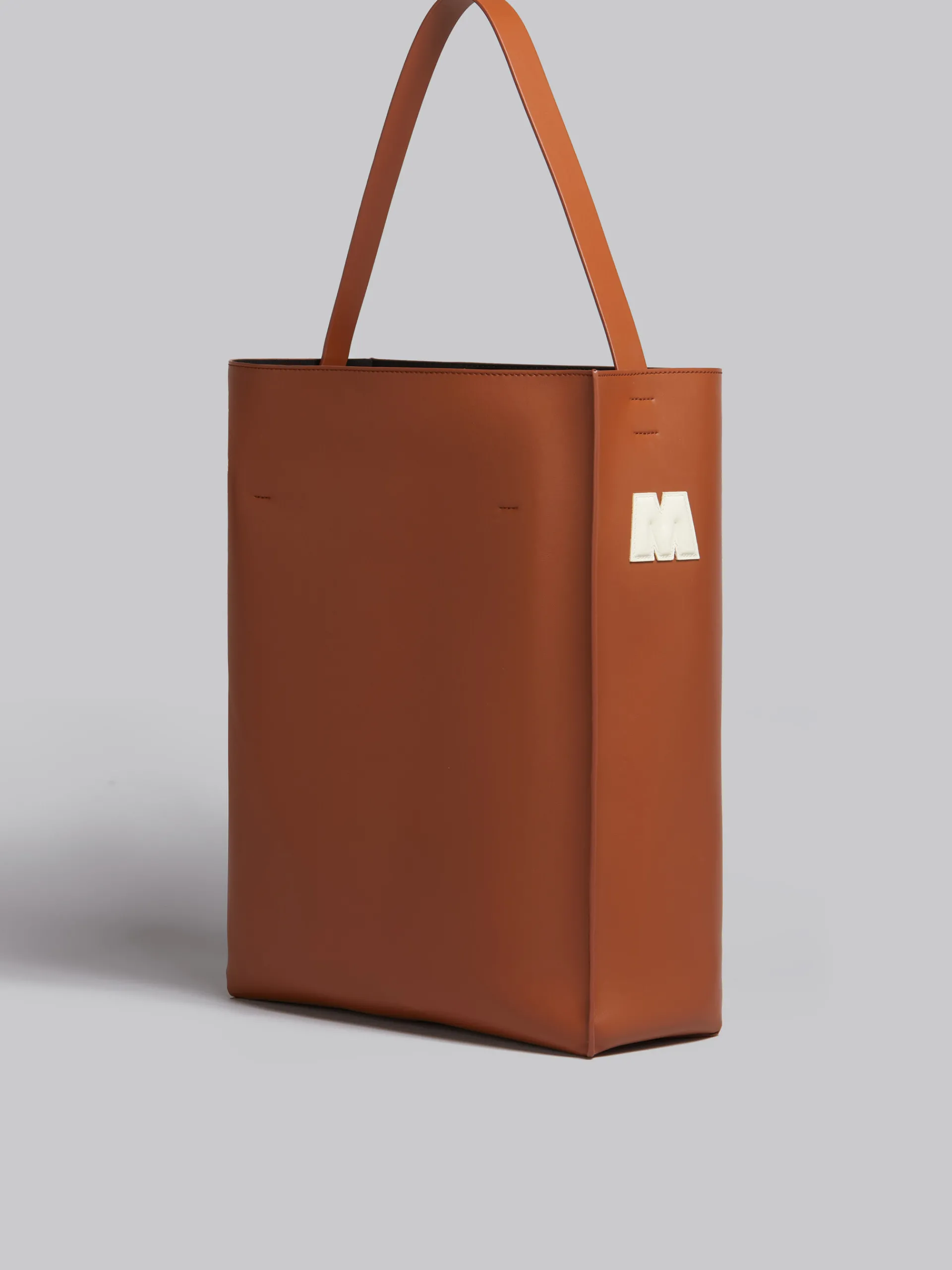 Tote Bags>Marni Brown And White Leather Museo Hobo Bag With Patches MOCA/IVORY