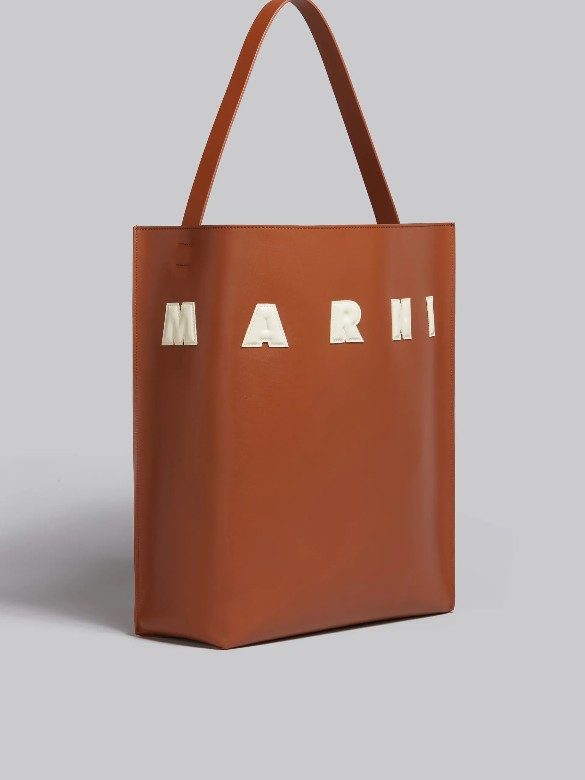 Tote Bags>Marni Brown And White Leather Museo Hobo Bag With Patches MOCA/IVORY