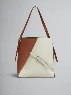 Shoulder Bags>Marni Brown And White Leather Reverse Hobo Bag CINNAMON/SHELL