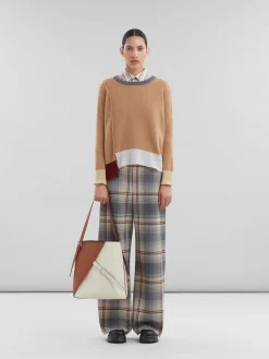 Shoulder Bags>Marni Brown And White Leather Reverse Hobo Bag CINNAMON/SHELL