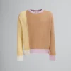 Knitwear>Marni Brown Cashmere Colour-block Jumper ENDIVE/PINK