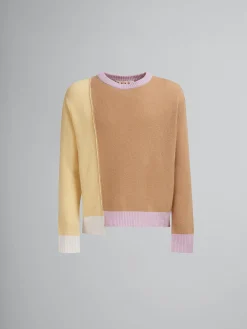 Knitwear>Marni Brown Cashmere Colour-block Jumper ENDIVE/PINK