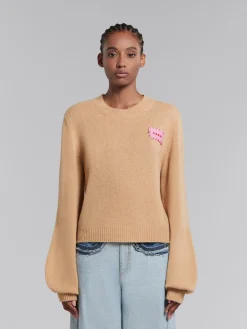 Knitwear>Marni Brown Cashmere Jumper With Mending Patch BUTTERCREAM