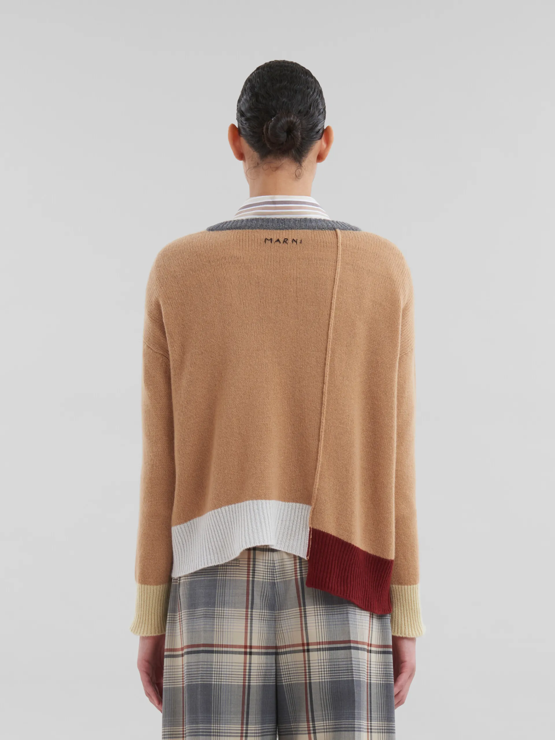 Knitwear>Marni Brown Colour-block Cashmere Jumper EARTHOFSIENA