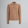 Tops & T-Shirts | Knitwear>Marni Brown Knitted Polo Jumper With Mending SAND STORM