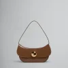 Shoulder Bags>Marni Brown Leather Butterfly Medium Hobo Bag MAROON