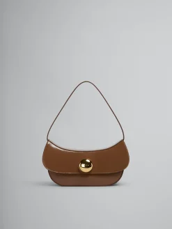 Shoulder Bags>Marni Brown Leather Butterfly Medium Hobo Bag MAROON