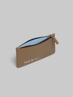 Wallets & Small Leather Goods>Marni Brown Leather Card Case With Mending CRETA