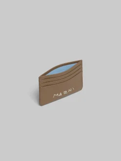 Wallets & Small Leather Goods>Marni Brown Leather Cardholder With Mending CRETA