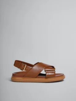 Slides & Sandals | Fussbett>Marni Brown Leather Fussbett GOLDBROWN