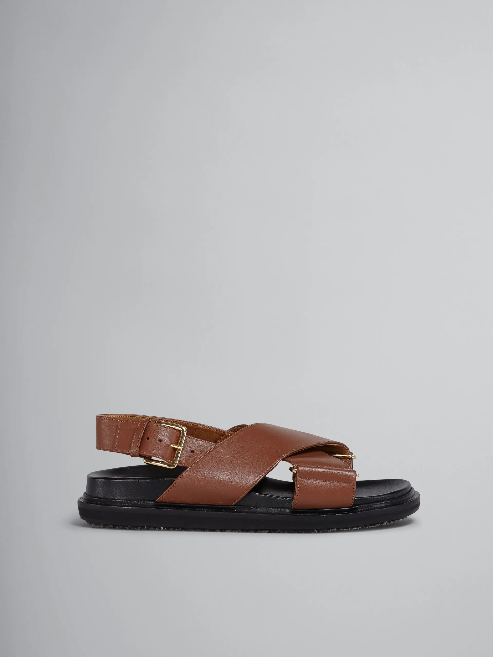 Slides & Sandals | Fussbett>Marni Brown Leather Fussbett MAROON