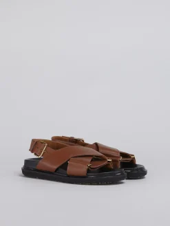 Slides & Sandals | Fussbett>Marni Brown Leather Fussbett MAROON