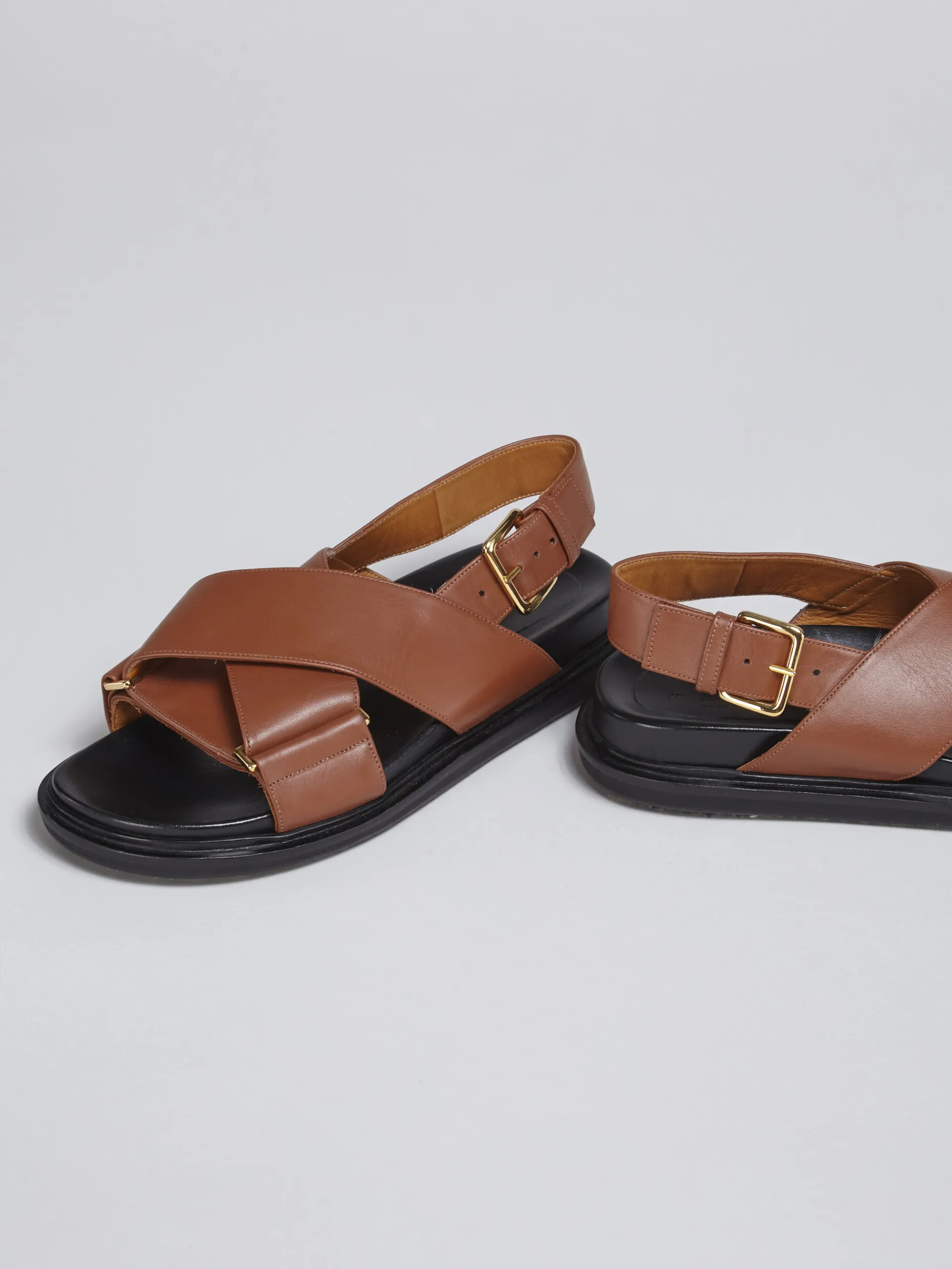 Slides & Sandals | Fussbett>Marni Brown Leather Fussbett MAROON