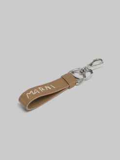 Other Accessories>Marni Brown Leather Keyring With Mending CRETA