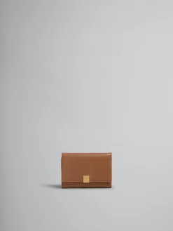 Wallets & Small Leather Goods>Marni Brown Leather Trifold Prisma Wallet CINNAMON