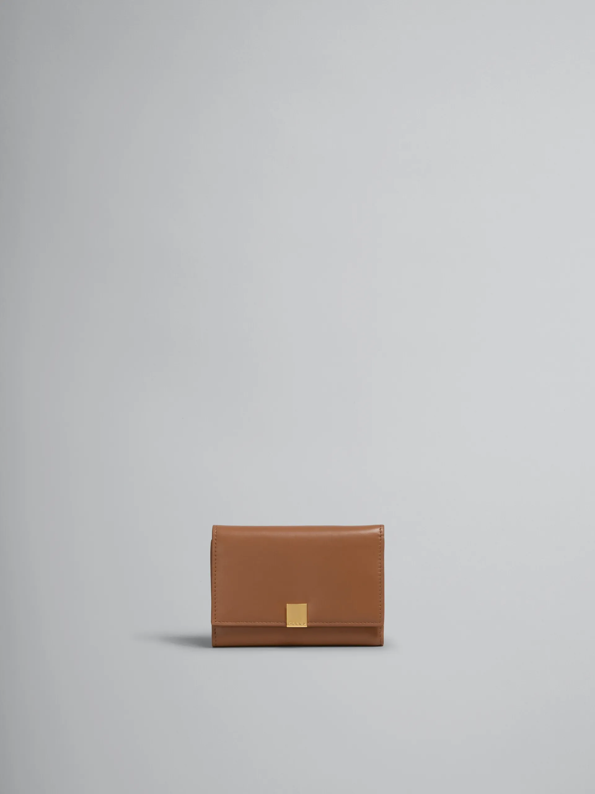 Wallets & Small Leather Goods>Marni Brown Leather Trifold Prisma Wallet CINNAMON