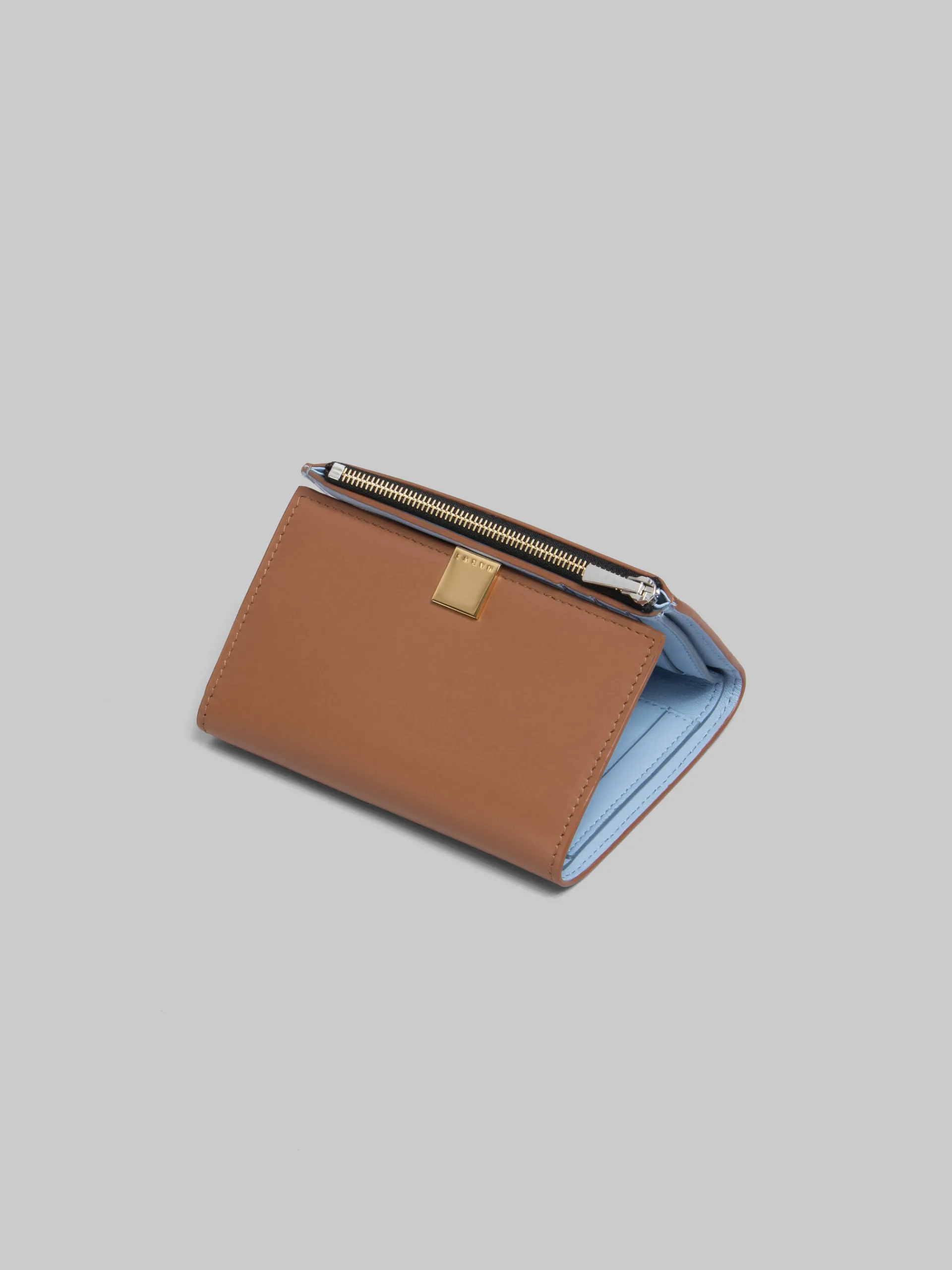 Wallets & Small Leather Goods>Marni Brown Leather Trifold Prisma Wallet CINNAMON